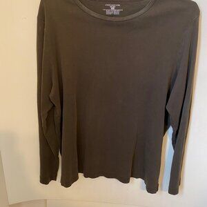 SIZE 2X JONES NEW YORK SPORT  LONG SLEEVE BROWN COTTON SHIRT